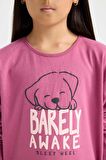 DeFacto Kız Çocuk Pijama Takımı Baskılı Uzun Kollu Üst Beli Lastikli Uzun Alt D7740A824WNBR264