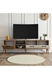 Mezza 1585 Exxen 180 cm (Ahşap Ayaklı) Tv Ünitesi Sepet Beyaz