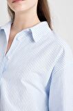 DeFacto Oversize Geniş Kalıp Çizgili Oxford Uzun Kollu Gömlek D4015AX24AUBE306
