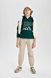 DeFacto Erkek Çocuk Oversize Fit Baskılı Kapüşonlu Sweatshirt B6137A824SPGN1116