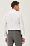 Ütü Gerektirmeyen Taılored Slim Fit Dar Kesim Klasik Yaka %100 Pamuk Armürlü Non-Iron Gömlek