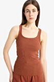 Slim Fit Dar Kesim Basic Düz Yuvarlak Yaka Fitilli Kaşkorse Atlet
