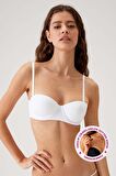 2'li Ekonomik Paket Beyaz 6803 Verona Soft Push Up Yari Destekli Straplez T-shirt Sütyen Set