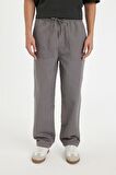 DeFacto Yazlık Gabardin Pantolon Wide Straight Bol Rahat Kesim Geniş Düz Paça Cepli C9159AX24AUGR455