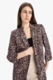 Relax Fit Leopar Desenli Blazer Ceket