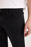 DeFacto Carlo Skinny Fit Ekstra Dar Kalıp Normal Bel Ekstra Dar Paça Siyah Jean Pantolon S2285AZ24AUNM40