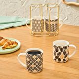 Karaca Nero 4'lü Standlı Porselen Kupa/Mug Seti
