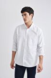 DeFacto Relax Fit Polo Yaka Çizgili Oxford Uzun Kollu Gömlek B3679AX24SPIN34