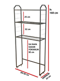 METAL AYAKLI 3 RAFLI BANYO RAFI ÇAMAŞIR MAKİNESİ ÜSTÜ DEKORATİF RAF ASKILIK ORGANİZER 