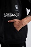 DeFactoFit NBA Brooklyn Nets Standart Fit Kapüşonlu Kalın Sweatshirt A9679AX23WNBK81