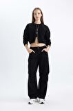 DeFacto Coool Fitted Crop Fermuarlı Triko Hırka B6718AX24SPBK27