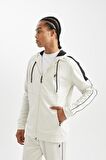 DeFactoFit  Standart Fit Normal Kesim Skuba Dalgıç Kumaş Kapüşonlu Sporcu Fermuarlı Sweatshirt B4535AX24AUBG721