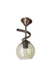 Fuji Bronz Tekli Bal Camlı Avize | Kaliteli Modern Metal Avize