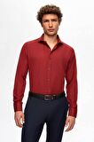 Slim Fit Bordo Italyan Yaka Dar Kesim Klasik Kravatlık Uzun Kollu Kolay Ütülenebilir Nefes 2HF02ORT5185