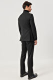 Erkek Siyah Slim Fit Dar Kesim Mono Yaka Siyah Takım Elbise