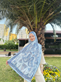 Kamer Scarf Timeless Wieve Serisi Etnik Desen Şal Mavi