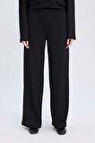 DeFacto Bürümcük Pantolon Straight Fit Beli Lastikli Basic Düz Geniş Bol Paça D7522AX24AUBK81