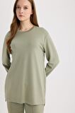 DeFacto Regular Fit Bisiklet Yaka Basic Düz Tesettür Sweatshirt Tunik D4598AX25SPKH499