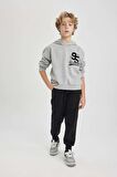 DeFacto Erkek Çocuk Kapüşonlu Baskılı Sweatshirt Eşofman Altı 2'li Takım B7731A824SPGR210