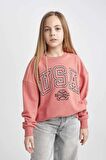 DeFacto Kız Çocuk Oversize Fit Bisiklet Yaka Baskılı Sweatshirt C0571A824SPBR107