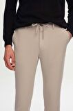 D'S Damat Slim Fit Bej Beli Lastikli Bağcıklı Fermuarlı Likralı Rahat Jogger Pantolon 2HC03ORTJGR01