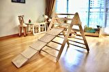 Pikler Üçgeni ve Rampa Seti | Montessori Ahşap Tırmanma Oyuncağı | Tırmanma Üçgeni ve Rampa Seti