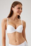 Kadın Beyaz 6045 Milan Push Up Dolgulu Micro Sütyen (TAK - ÇIKAR ASKILI)