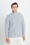Erkek Gri Anti-pilling Tüylenme Yapmayan Standart Fit Normal Kesim Bato Yaka Sweatshirt Polar Ceket