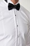 Beyaz Damatlık Ata Yaka Tailored Slim Fit Gömlek