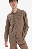 DeFacto %100 Pamuk Regular Fit Polo Yaka Basic Düz Uzun Kollu Gömlek B2654AX25SPBN229