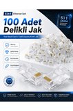 5 in 1 Ethernet Seti Yeni Nesil Cat5 Cat6 Cat7 Cat8 Kablo Konnektör Çakma Pensesi 100 Adet Delikli Jak RJ45 RJ11 Kablo Test Cihazı Krone Bıçağı Soyucu İnternet Ağ Kurulum Tamir Bakım Set Takımı
