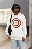Captain America Logo Baskılı Unisex Oversize Kaptan Amerika Sweatshirt