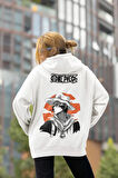 One Piece Anime Karakter Baskılı Unisex Oversize Hoodie