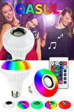 Bluetooth Hoparlörlü, RGB LED Işıklı Lamba, Uzaktan Kumandalı Müzik Çalar Ampul