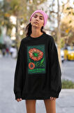 Pretty Flower Baskılı Unisex Oversize Sweatshirt