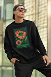 Pretty Flower Baskılı Unisex Oversize Sweatshirt