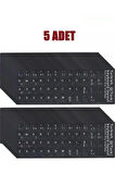 5 Adet Türkçe Q Klavye Sticker Notebook Pc Uyumlu Klavye Etiketi Silinmez Yapışkanlı Türkçe Harfler