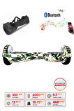 Citymate Hoverboard Elektrikli Kaykay Full Ledli  Bluetooth Hoparlörlü 6.5 Inch Çanta Hediyeli Yeşil Kamuflaj