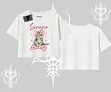 Serene Beauty Kedi Baskılı  Oversize Crop Tshirt