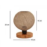 Ahşap Tabanlı Örgü Başlık Abajur Handmade Bohem