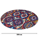 Etnik Kilim Desenli 180 cm Çap Büyük Boy Otantik Yuvarlak Dijital Baskı Halı