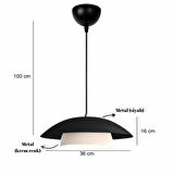 Stark Siyah Metal Large Avize Salon Mutfak Endüstriyel Sarkıt Otel Cafe Aydınlatma