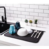 Mikrotex Bulaşık Matı Süper Emici Bulaşık Kurutma Matı 45x36cm Tezgah Üstü Bulaşık Matı Siyah