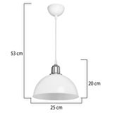 Haus Yarım Küre Opak Beyaz ABS Krom Kuka Süslü Sarkıt Mutfak Salon Avize Kafe Kuaför Aydınlatma