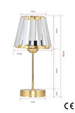 Kristal Cam Başlıklı Metal Ayaklı Gold Abajur Yatak Odası Gece Lambası Oturma Odası Aydınlatma