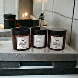 Plastik Amber Renk Kavanoz Banyo Düzenleyici 3lü Set Şık Makyaj Kulak Pamuğu Kabı