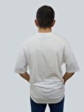 Erkek Plain Oversize Bisiklet Yaka Beyaz Tişört