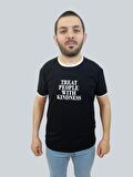 Erkek Kindness Sıfır Yaka Basic Siyah Tişört