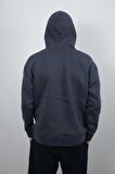 Erkek Kapüşonlu ve Önden Cepli Düz Polar Sweatshirt Antrasit