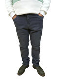 Erkek Denim Yüksek Bel Fermuarlı Regular Fit Likralı Koyu Gri Kot Pantolon